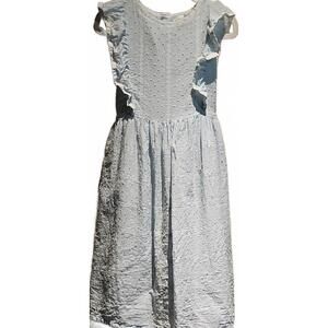 Edgehill Collection Blue Ruffled Flutter Sleeve Lined Swiss Dot Dress Size 6X